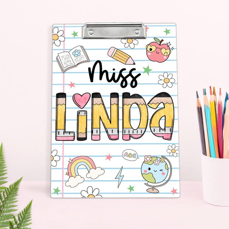 Personalized Teacher Back To School Gift, Custom Pencil Teacher Clipboard