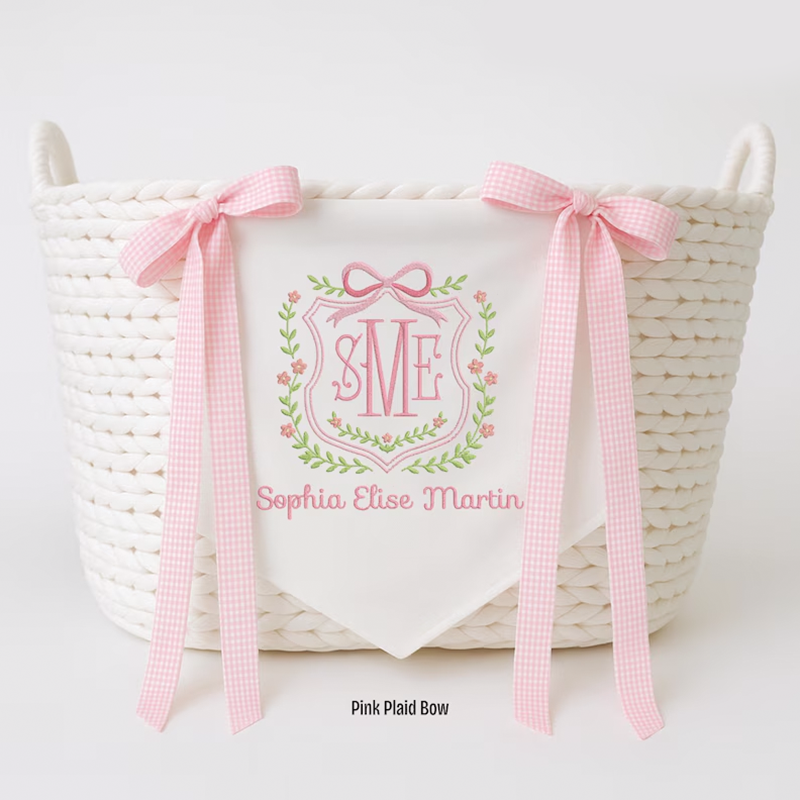 Custom Baby Banner, Welcome Banner with Floral Crest
