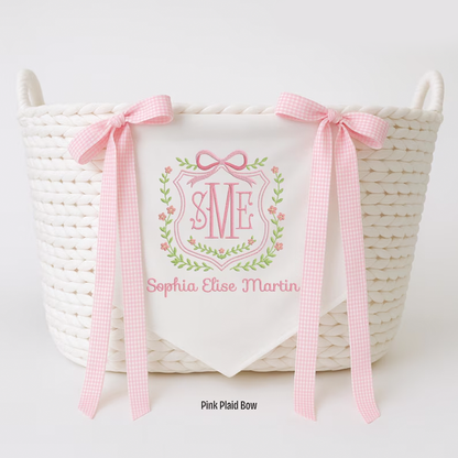 Custom Baby Banner, Welcome Banner with Floral Crest
