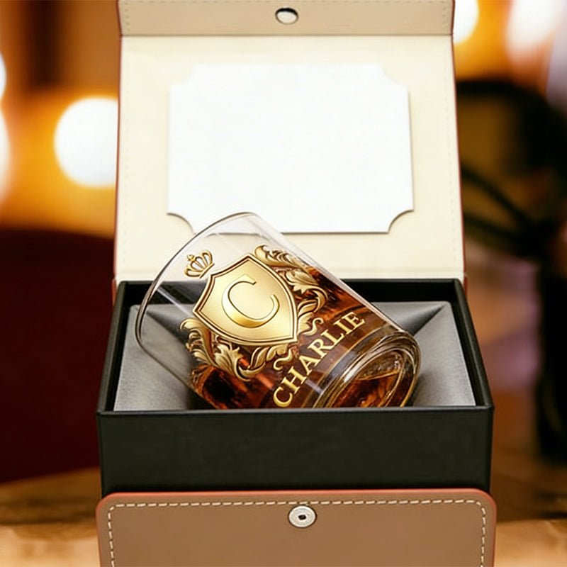 Cheers with Legendary Man - Personalized Golden 3D Badge Personalized Wood Whiskey Dispenser