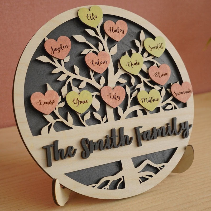 Grandkids Christmas Birthday Gift Family Tree Sign Custom Hanging Grandparent