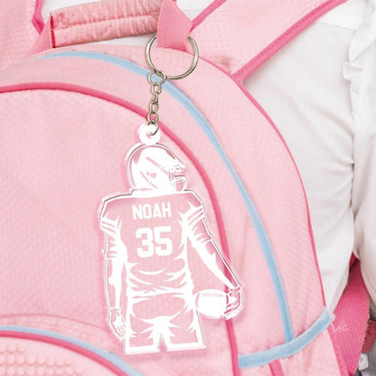 Custom Football Keychain, Football Player Key Chain with Name and Jerrsey Number