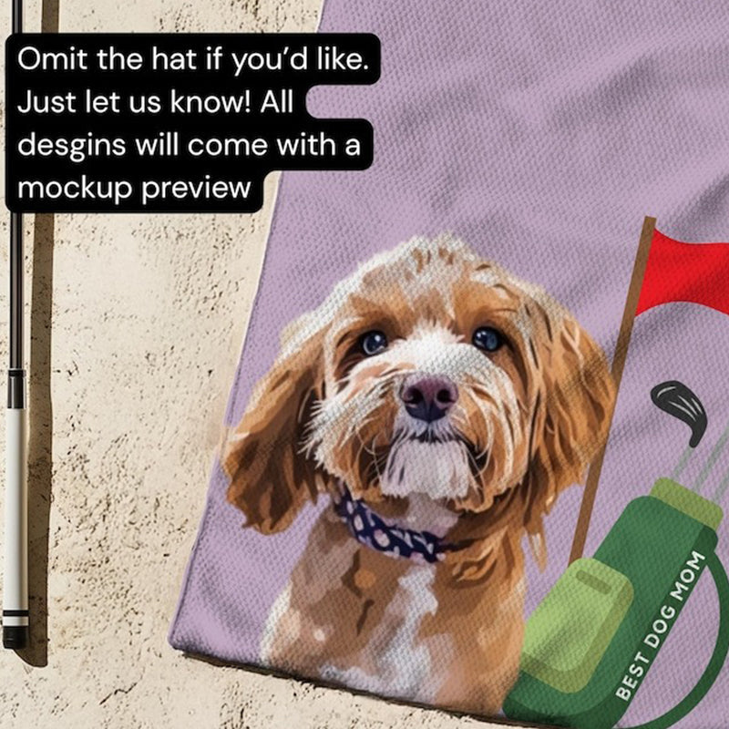 Custom Pet Golf Towel With Pet Photo Personalized Dog Name Golf Towel