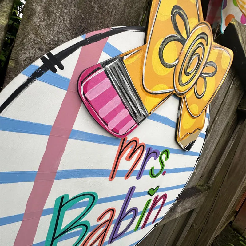 Teacher Door Hanger  Pencil Bow | New Teacher Door Hanger