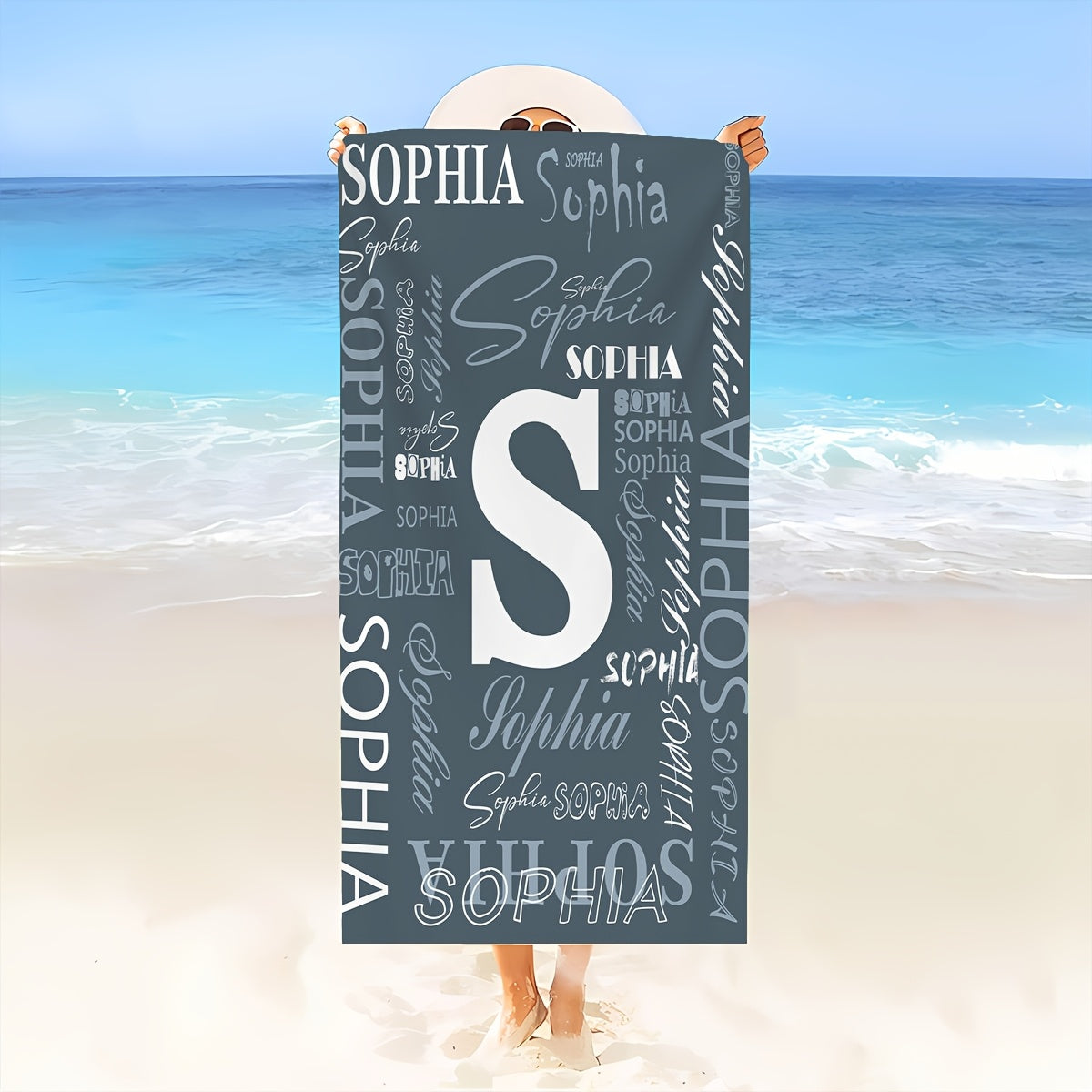 Customized Beach Towel, Fashionable Personalized Beach Blanket with Name