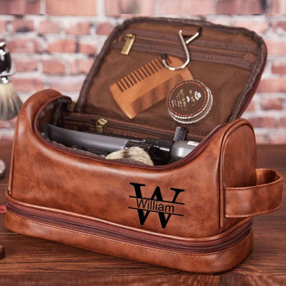 Leather Dopp Kit Boyfriend Gift ,Personalized Toiletry Bag Groomsman Gift