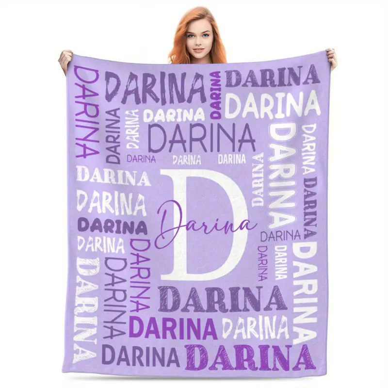 Custom Name Personalized Knit Fabric Throw Blanket