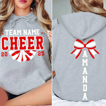 Custom Cheer Team Name Sweatshirt, Custom Cheerleader Gift Two Sided Hoodie