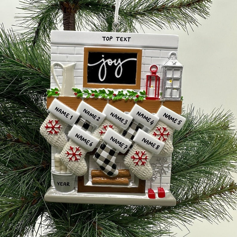 Fireplace Mantel Family Stocking Ornament