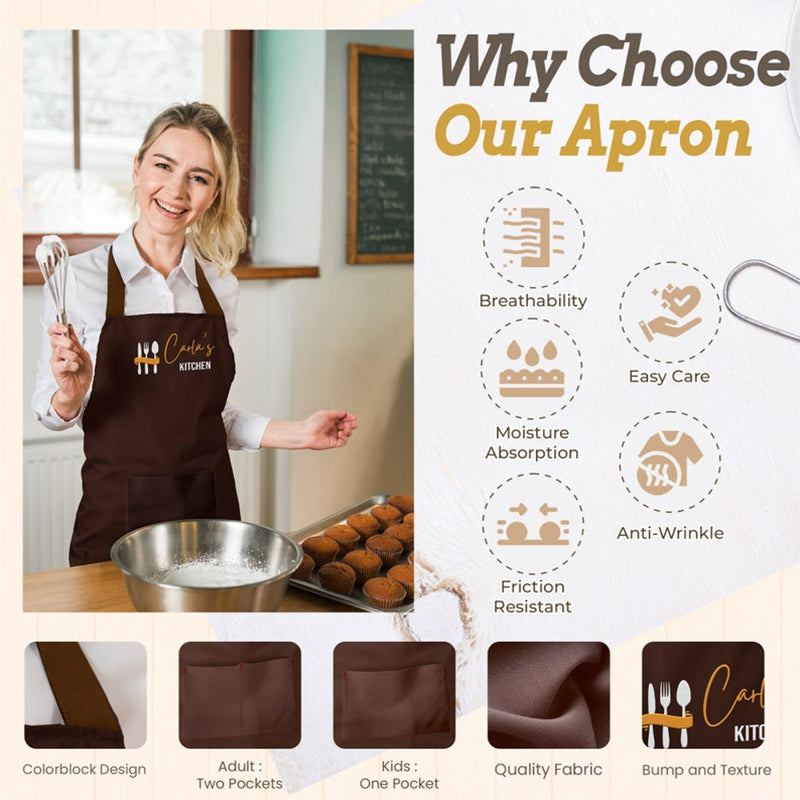 Personalized Cooking Apron for Woman Man Kid with Pockets