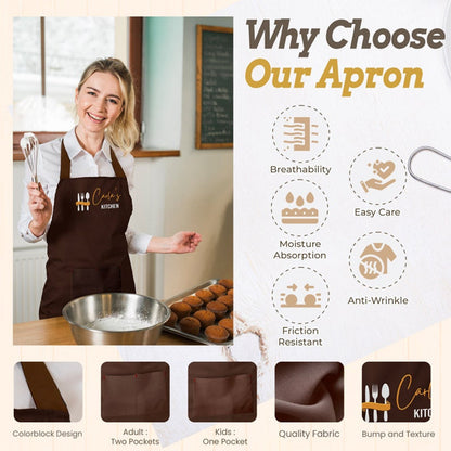 Personalized Cooking Apron for Woman Man Kid with Pockets