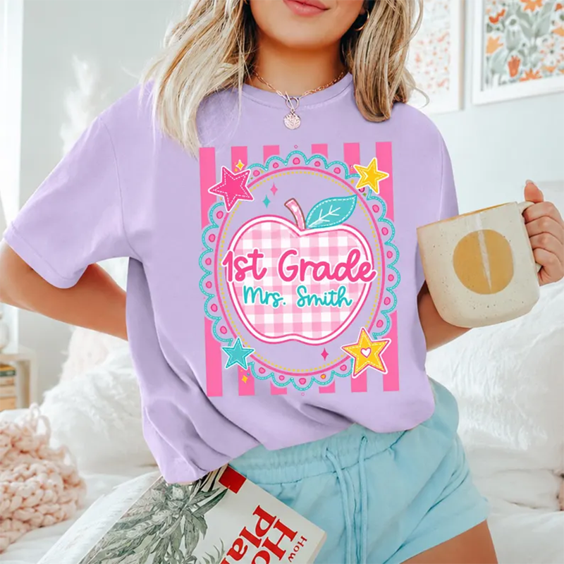 Comfort Colors Preppy Teacher Shirt, Trendy Stripes Back To School Shirt