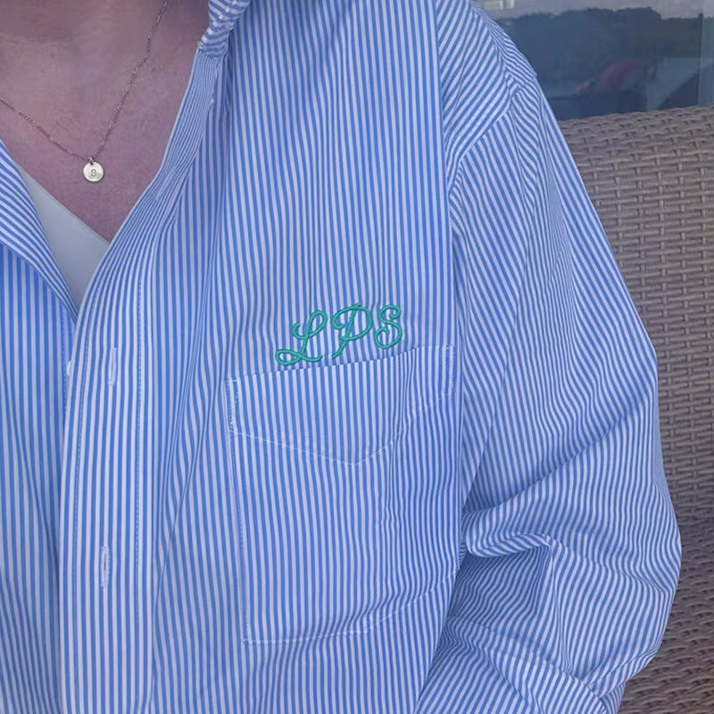 Embroidered Button Down For Bridal Party,