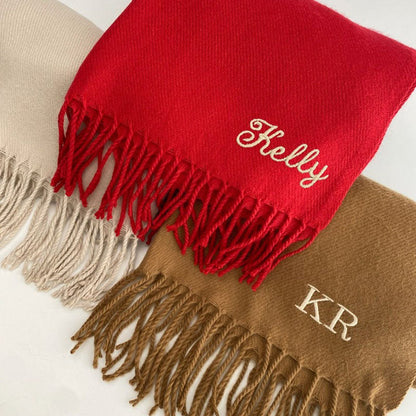 Embroidered Personalised Scarf, Monogrammed Scarf, Winter Scarf