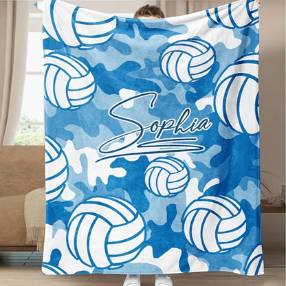 Customizable Camo Volleyball Blanket with Name