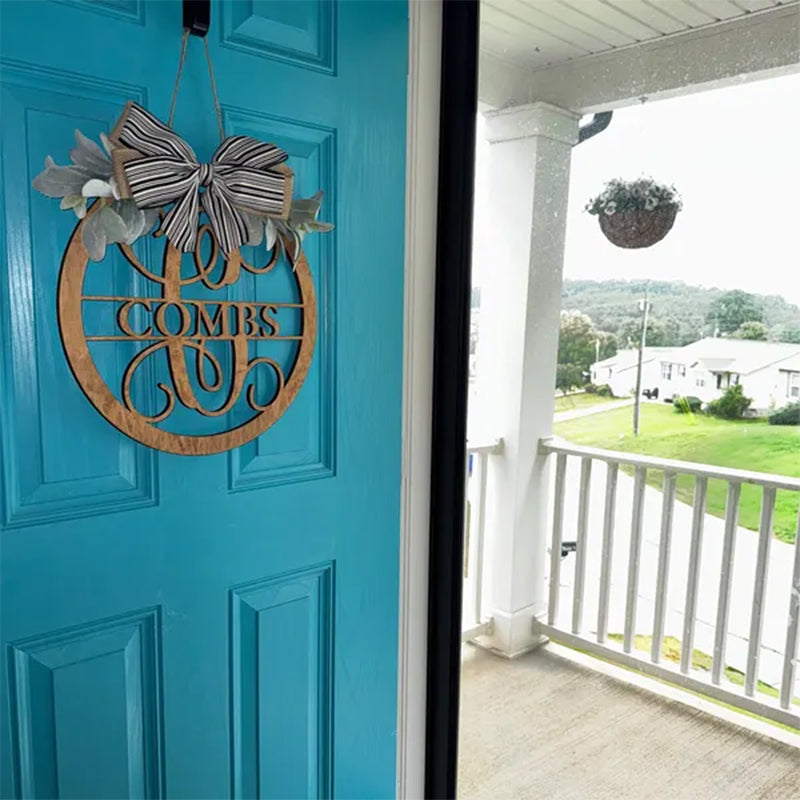 Last name door sign Initial Door Wreath Personalized front door