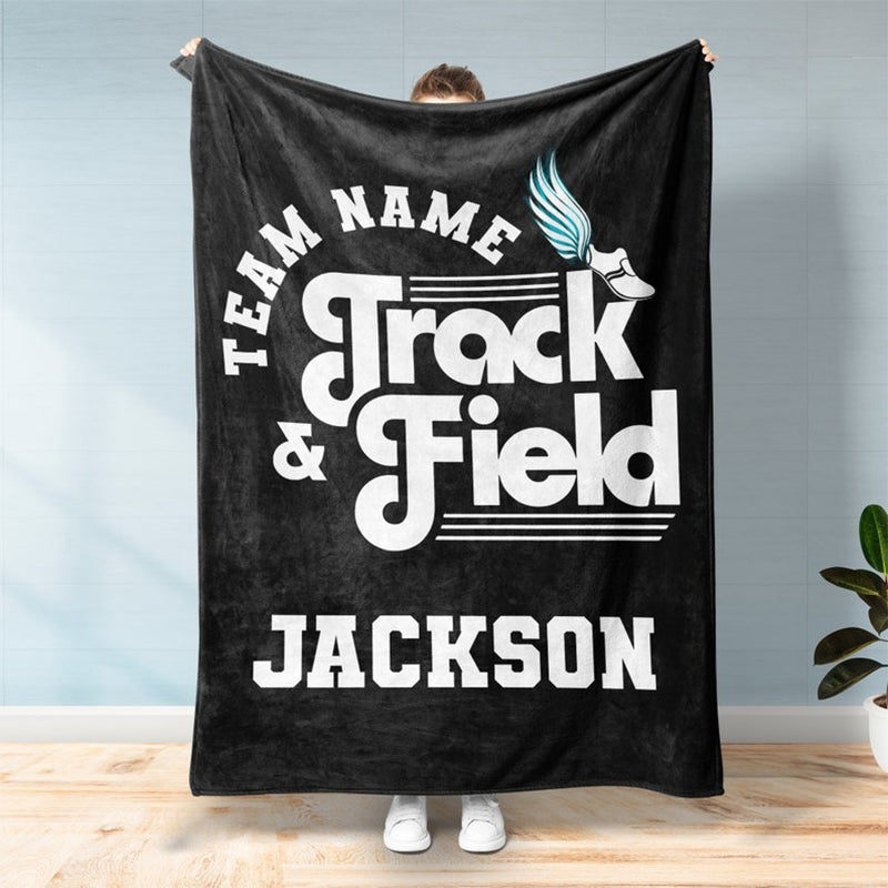 Personalized Track and Field Blanket - Custom Name, Team Name Throw Blanket