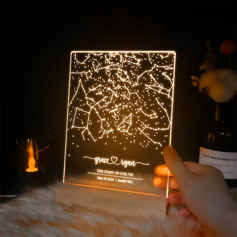 Custom star map by date, Engagement star light