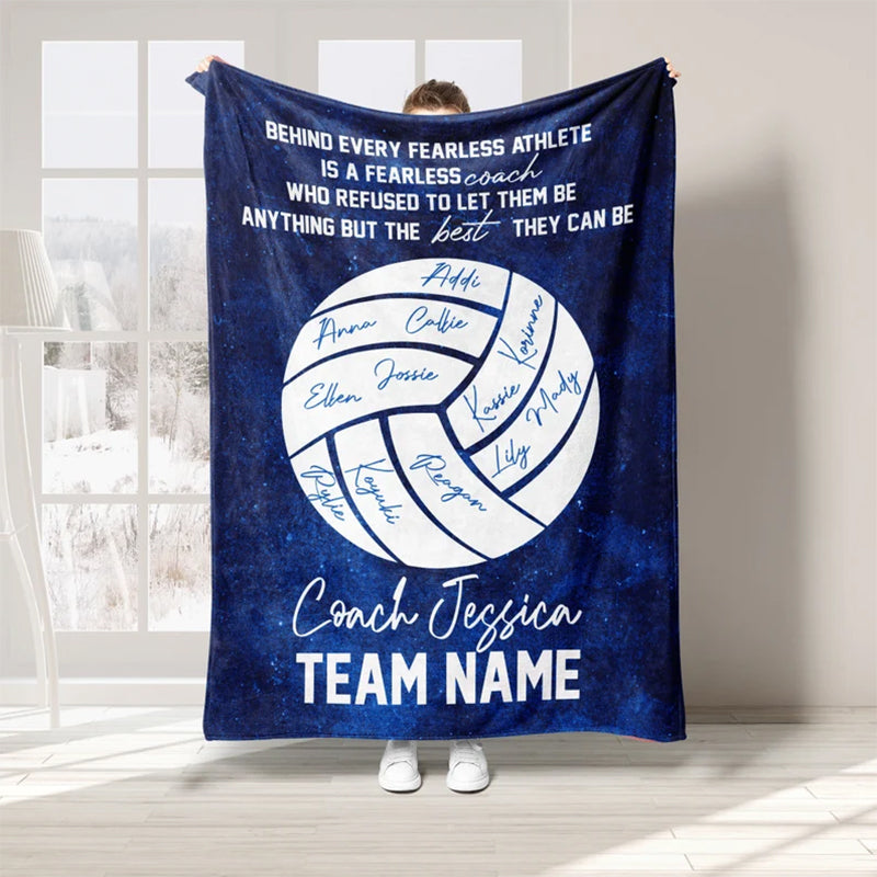 Personalized Volleyball Coach Blanket, Custom Name Soft Cozy