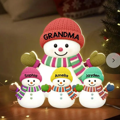 Christmas Grandma Grandkids Snowman Together Personalized LED Light Box