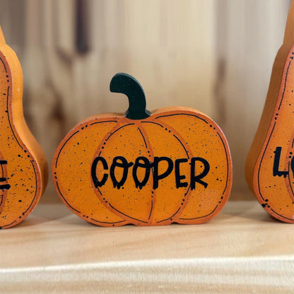Personalized Halloween pumpkins, Wooden Halloween pumpkins with names