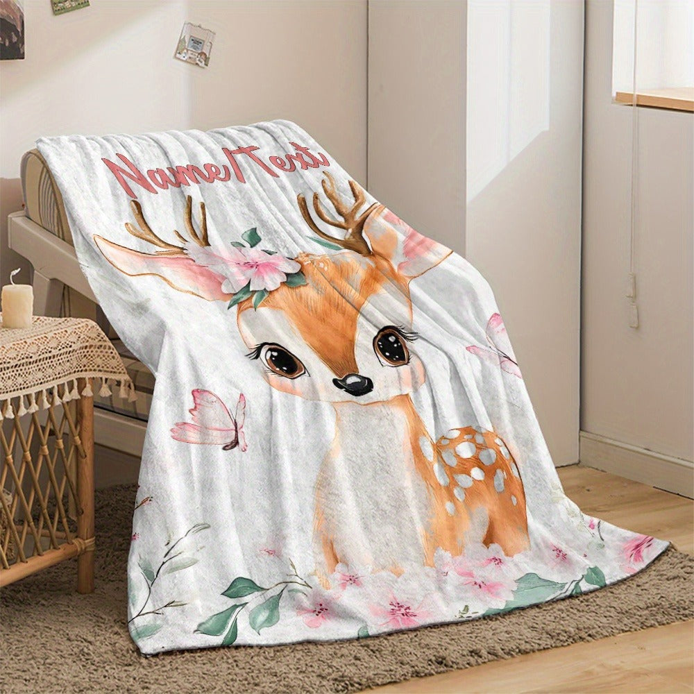 Personalized Glam Deer Flannel Blanket