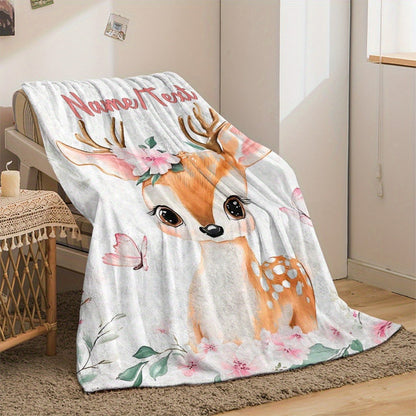 Personalized Glam Deer Flannel Blanket