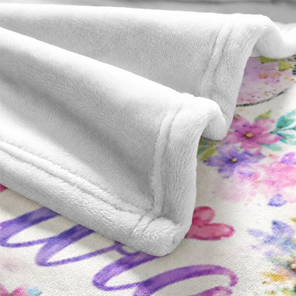 Personalized Dinosaur Blanket for Girls, Custom Baby Girl Name Blanket