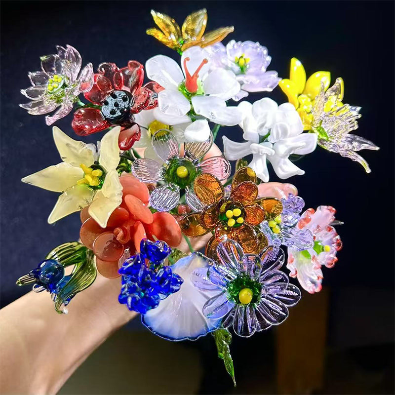 Glass Birth Month Flowers, Birth Flower Bouquet