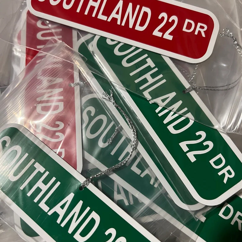 Street sign ornament  custom laser engraved acrylic ornament