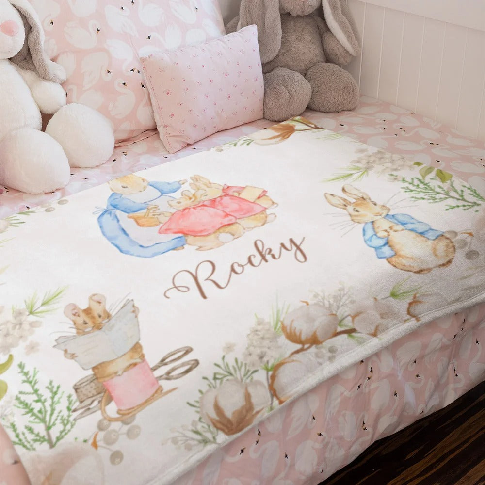 Personalized Easter Peter Rabbit Blanket with Name