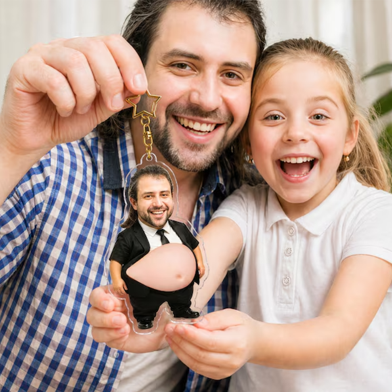 Personalized Dad Squeeze Belly Magnet, Funny Fridge Gift for Dad