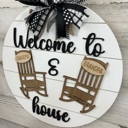 Personalized Grandparents door hanger - Grandma and Grandpa