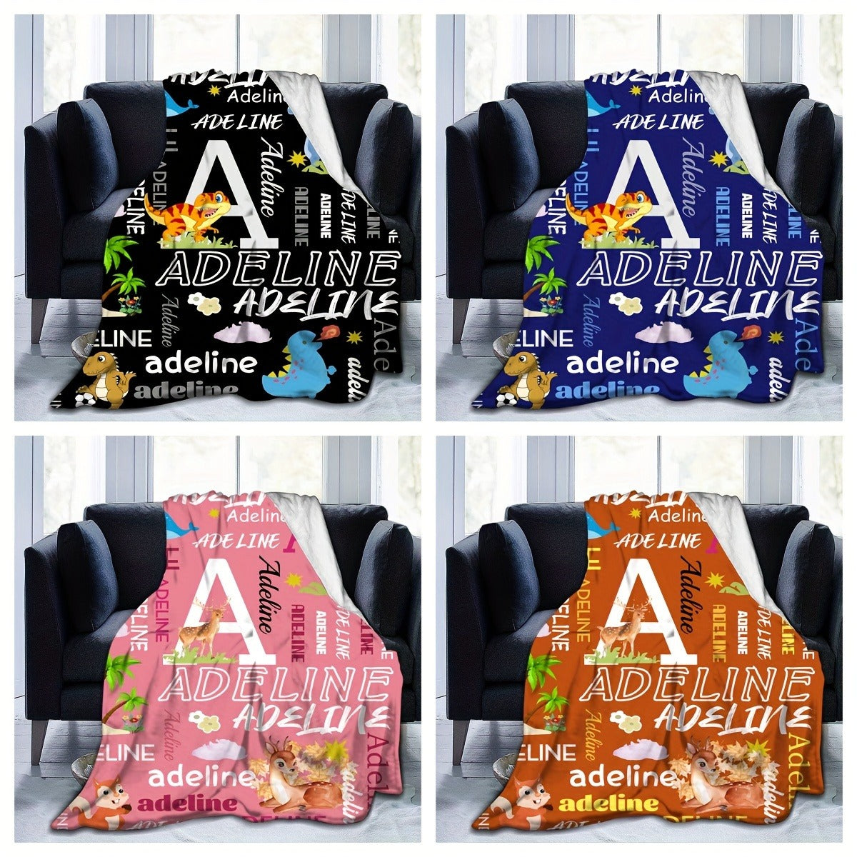 Personalized with Your Name Comfortable Plush Blanket Soft Blanket for Bedroom