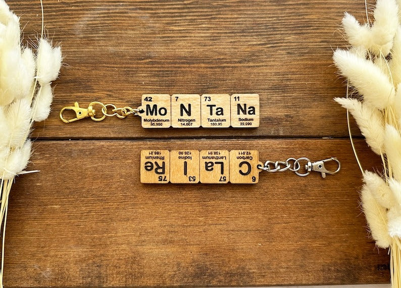 Custom Periodic Table Element Name Key Chain