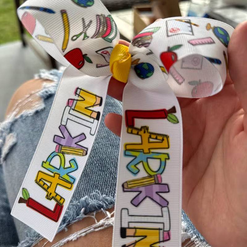 Monogrammed Back to School Hair Bow, First Day of Kindergarten