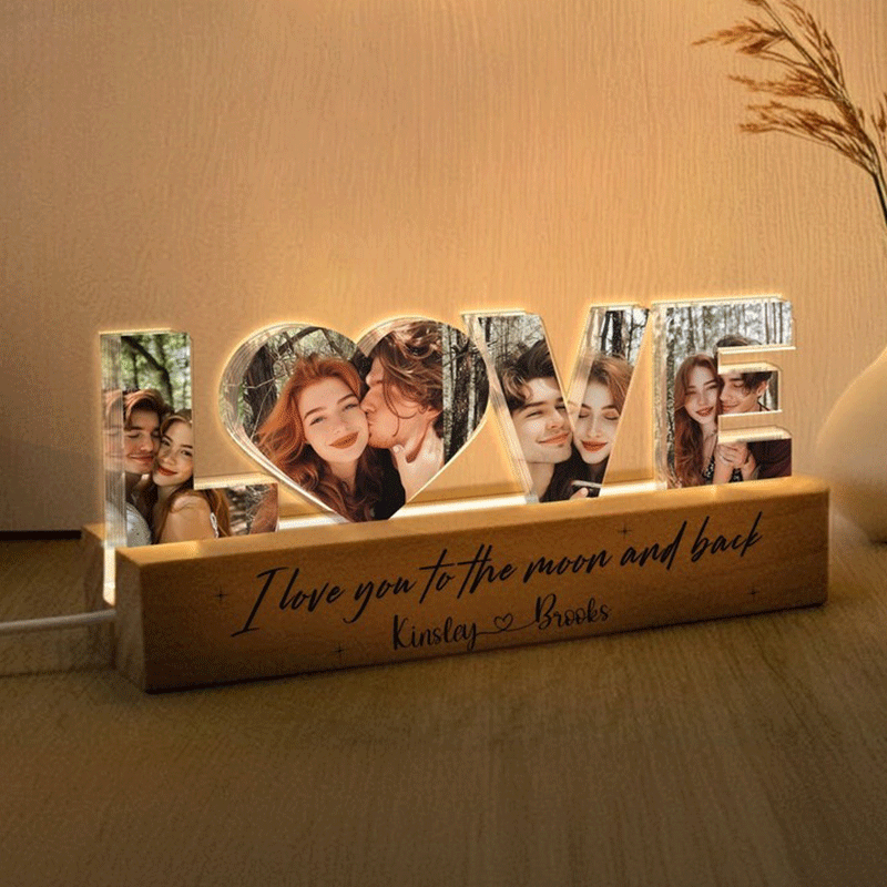 Personalized Couple Photo Collage Night Light, Custom Wedding Photo Gift, Anniversary Gift, Gift for Couple, Gift for Girlfriend Boyfriend