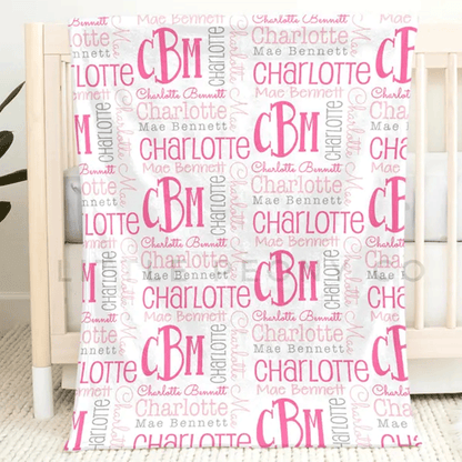 Personalized Baby Name Blanket - Baby Blanket - Name Pattern Blanket