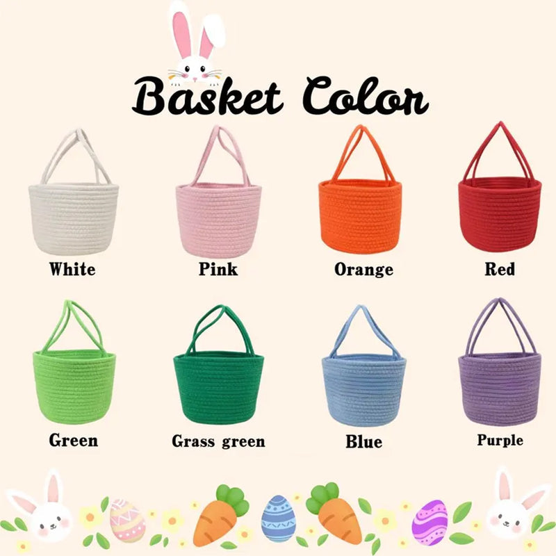 Personalized Easter Basket With Baby Name|Cute Bunny Custom Toddler Name Basket