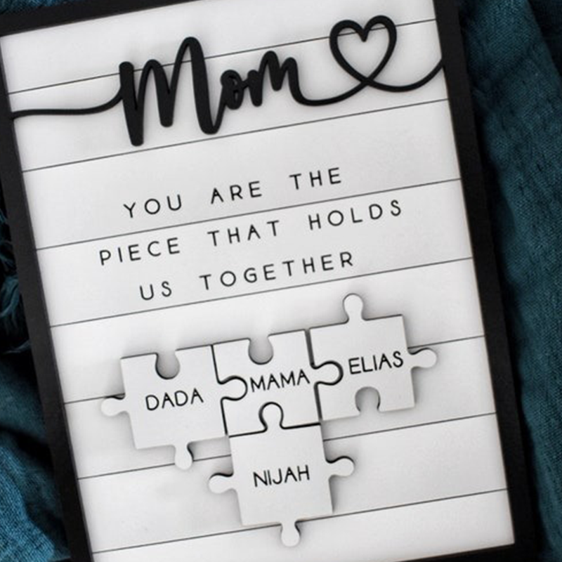 Personalized Engraved Wooden Sign Mothers Day Puzzle Sign Fathers Day Gift Valentines Day Sign Significant Other Gift