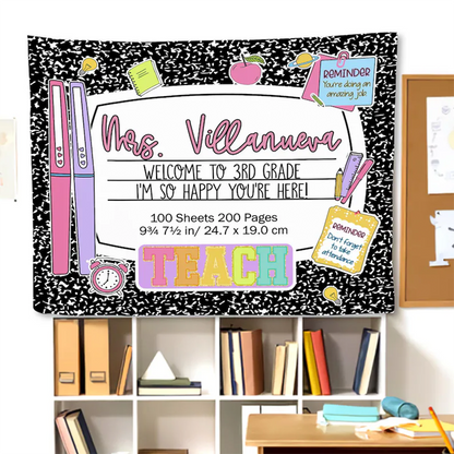 Custom Classroom Decor,  Welcome Teachers Name Classroom Banner, Classroom Tapestry