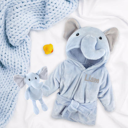 Elephant Robe for Baby Boys, Baby Bath Robe