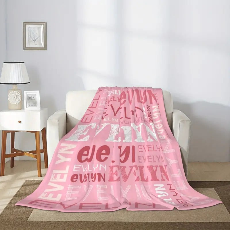 Custom Name Flannel Blanket - Contemporary Style, All-Season