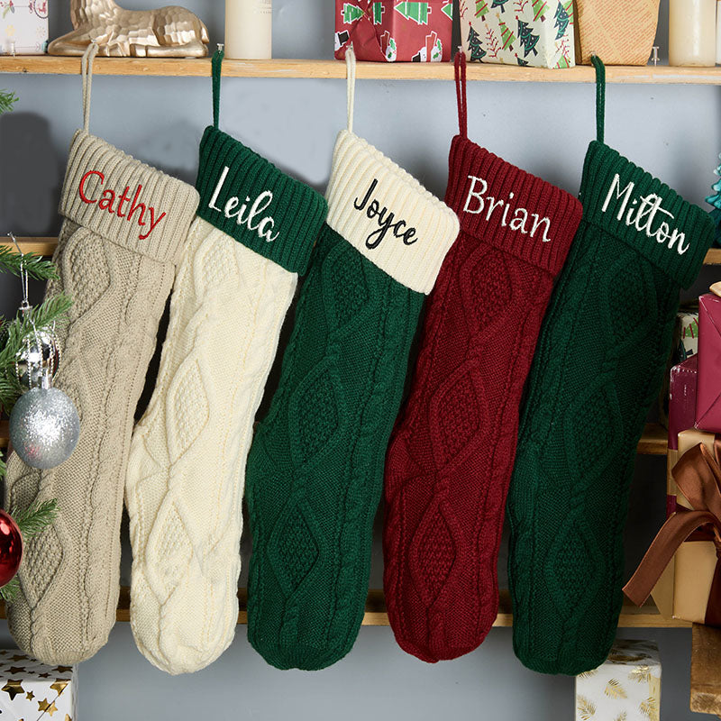Custom Christmas Stocking with Name, Embroidered Knit Stocking, Monogram Christmas Stocking, Personalized Family Stocking, Holiday Decor