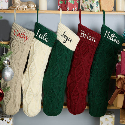 Custom Christmas Stocking with Name, Embroidered Knit Stocking, Monogram Christmas Stocking, Personalized Family Stocking, Holiday Decor