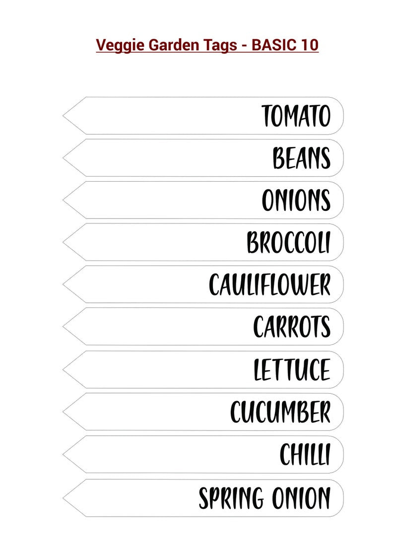 Laser Engraved Clear Veggie/Herb Garden Tags Packs