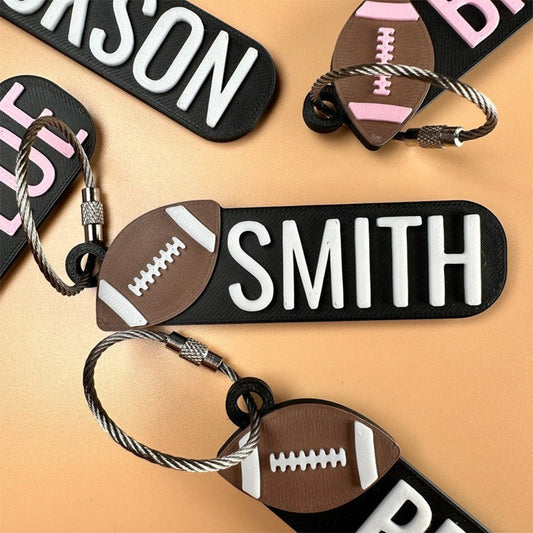 Personalized Football Keychains, Backpack Tags