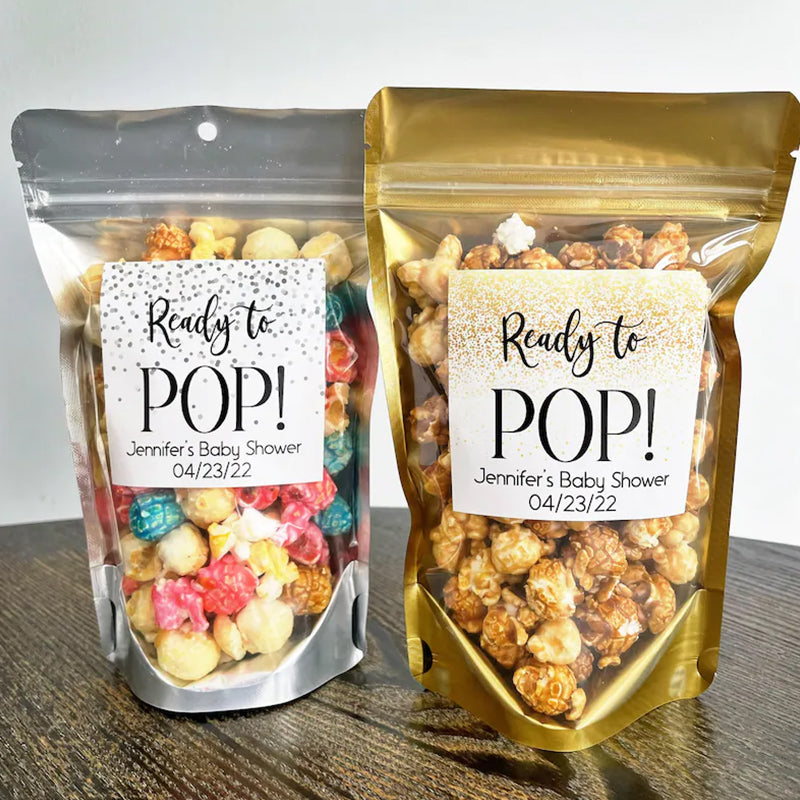 Ready to Pop baby shower treat bags, About to Pop favor bags