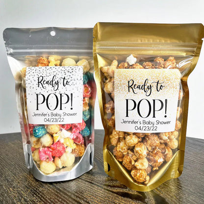 Ready to Pop baby shower treat bags, About to Pop favor bags
