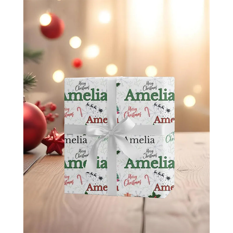 Custom Name Christmas Wrapping Paper Personalized Holiday Gift Wrap